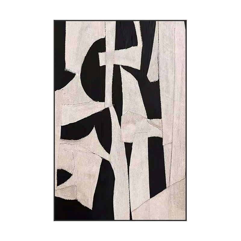 现代简约客厅玄关装饰画抽象黑白灰高级感沙发背景墙壁画竖版挂画