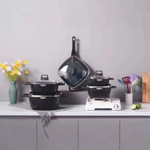 21PCS SET COOKWARE 21件套方汤不粘锅套装铝锅套件麦饭石锅套装