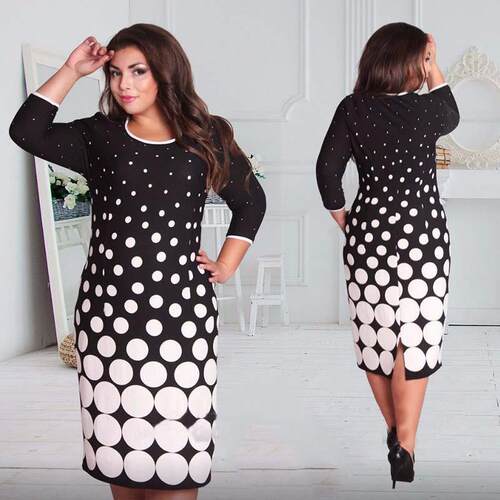 Women's polka dot printed plus size dress