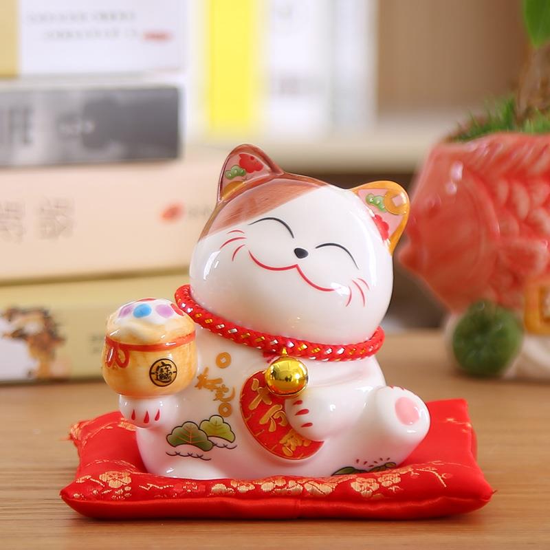 财DM-14猫摆件小陶瓷存钱招储蓄罐公司活动礼号品送加礼可LOGO4.5