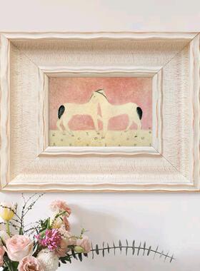 法式轻奢小众装饰画北欧餐厅艺术壁画女孩房卧室常玉粉色白马挂画