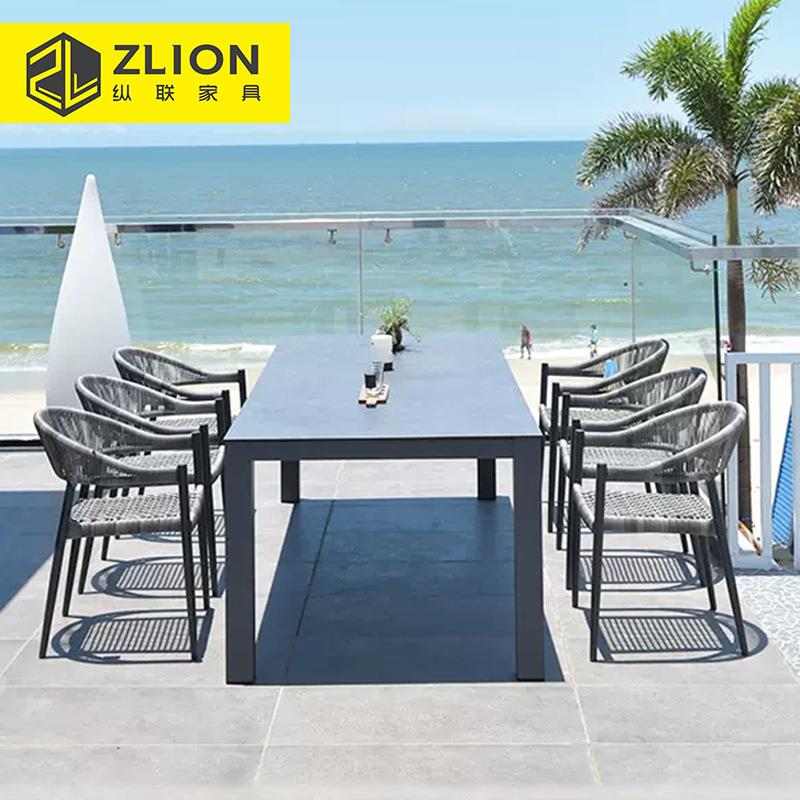 外别墅庭院花桌民椅酒店露台园宿加粗款岩板餐桌家户具防晒藤65-2