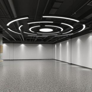 创意led圆弧形吊灯圆形圆环健身房灯网咖超市创意工业风造型灯具