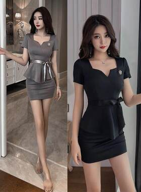 技师服装足浴工作服性感足疗工装女套装显瘦遮肚子按摩沐足工衣夏