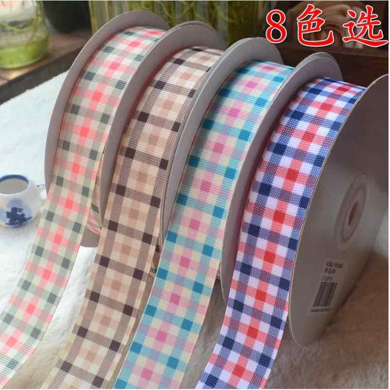 25MM多色格子带罗纹丝带