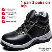 防刺钢趾工作老宝钢板棉 防摔 雷安益秋冬男高帮劳动防护鞋 防水