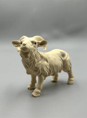 黄杨木雕山羊手把件客厅摆件实木十二生肖羊玄关家居工艺品小饰品