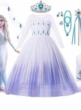 Frozen 2 Costume for Girls Princess Elsa Dress Xmas White Ba