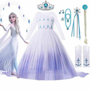 Frozen Costume Princess for Elsa Girls Xmas White Dress
