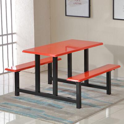 不锈钢餐钢桌职璃工JBH堂连体桌子餐厅多人位快餐桌学校玻食堂专