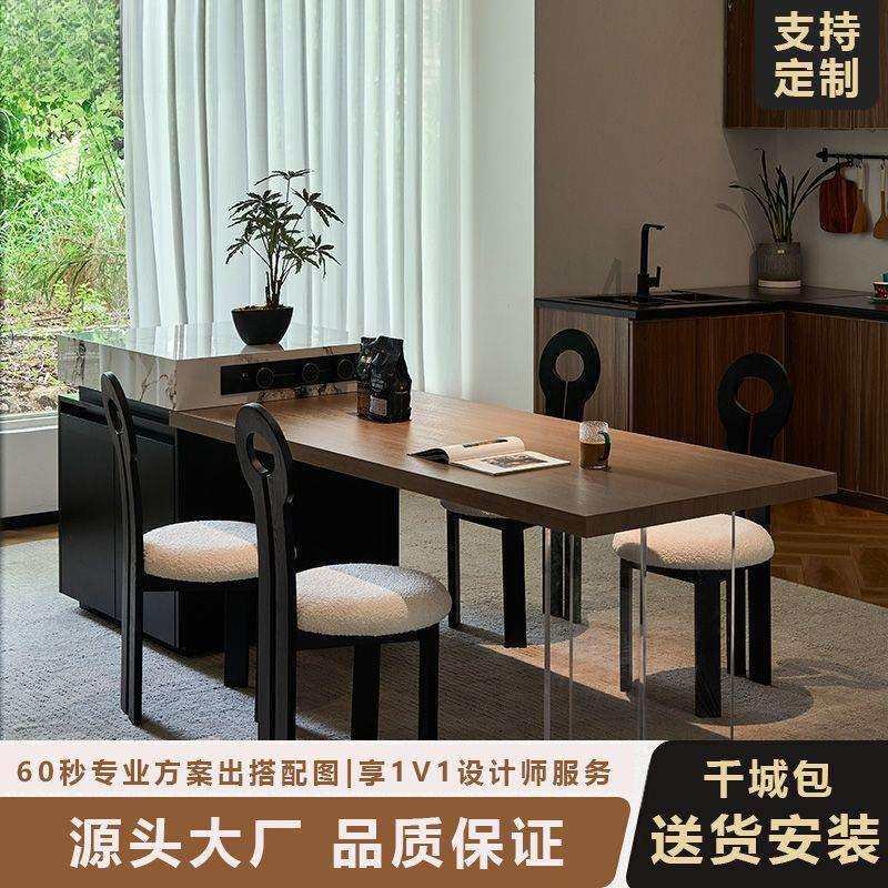 岩板岛台餐桌一体可伸缩意式极简岛台佛山源头工厂直销