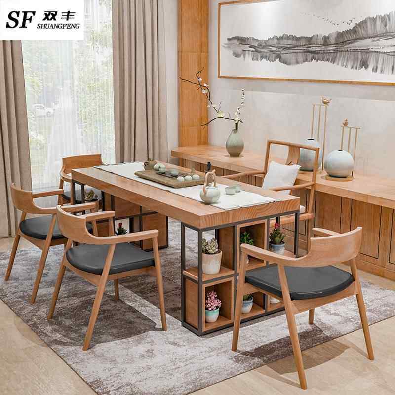 新中式茶桌 禅意茶室实木茶座桌椅创意商用办公室功夫茶桌椅组合