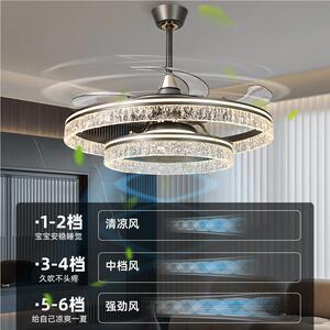 隐体形风扇灯20WRQ24新款用一电扇灯轻高级客厅家餐奢厅冰裂纹吊