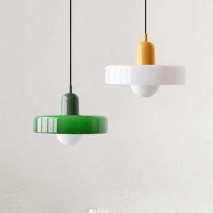 北欧吊灯中古灯餐厅创意vintage复古绿色吧台丹麦奶油风玻璃灯饰