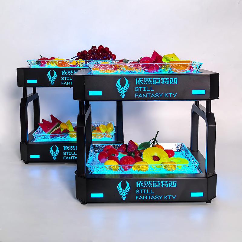 新款双层果盘架酒吧ktv发光果盘LED多层夜场网红创意水果拼盘架子