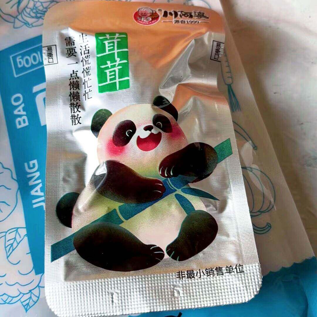 川阿婆菌菇三宝熊猫款豆卷金针菇木耳杏鲍菇豆干香辣解馋夜宵零食