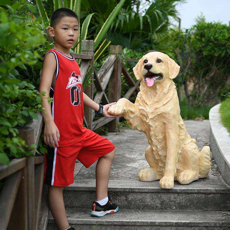 仿真金毛摆件拉布拉多猎犬罗威纳斑点狗模型家居庭院装饰狗狗雕塑