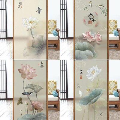 Self-adhesive Stickers Chinese Landscape Lotus Static