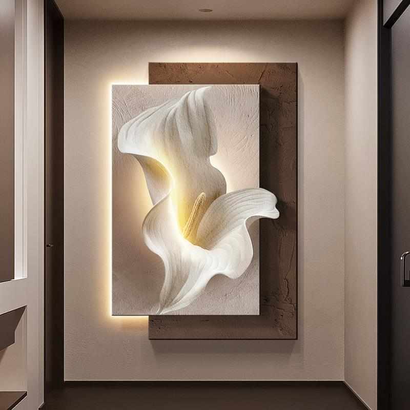 画简约黑白玄关感奢走廊砂岩轻挂画装饰画客厅现代立体高级浮雕灯图片