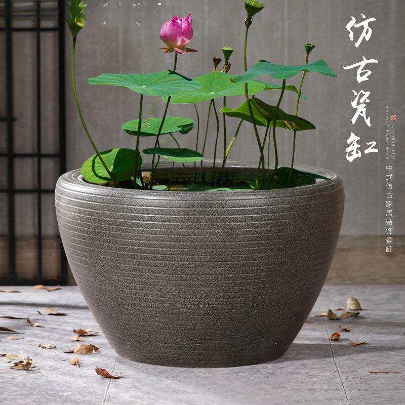 陶瓷鱼缸古法生态养鱼缸阳台小水池庭院老式大水缸大号睡莲荷花旬