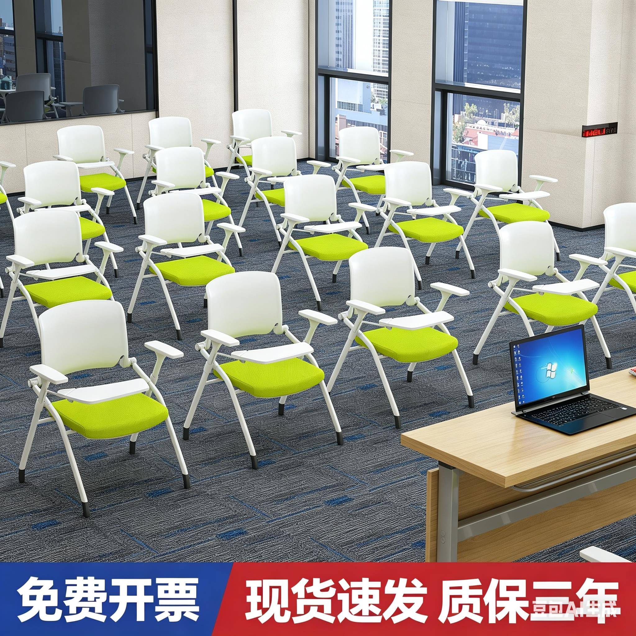 折叠培训椅带桌板桌椅桌凳一体带写字板椅子培训椅子折叠会议椅