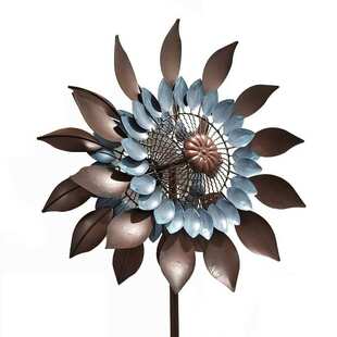 铁艺花朵造型双层叶片风车庭院落地摆件景观阳台户外庭院家具装饰