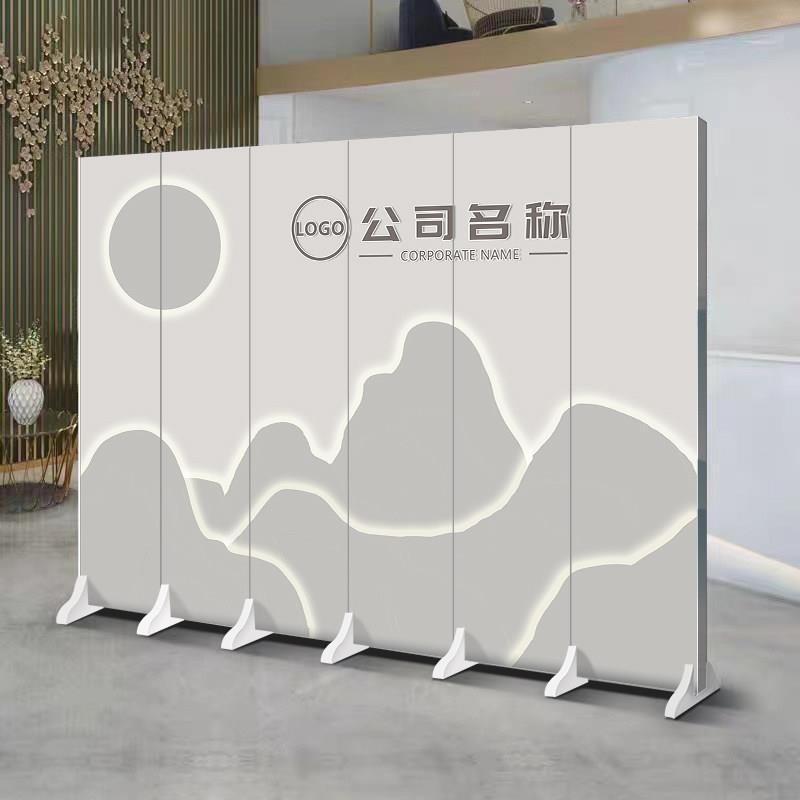 纯白色屏风隔断客厅办公室入户门挡板美容院简易自装折叠移动定制
