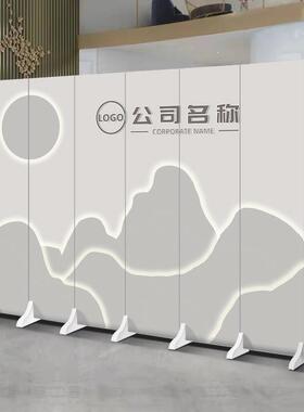 纯白色屏风隔断客厅办公室入户门挡板美容院简易自装折叠移动定制