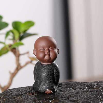 盆景小摆件微景观陶瓷花宠人物造景小和尚多肉花盆装饰品园艺配件
