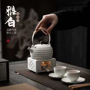 奶油风温茶锤纹茶壶功夫茶具露营家用明火 围炉煮茶粗陶提梁壶日式