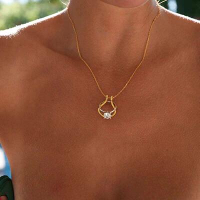 Dainty Ring Holder Necklace Horseshoe, Drop Ring Holder Neck