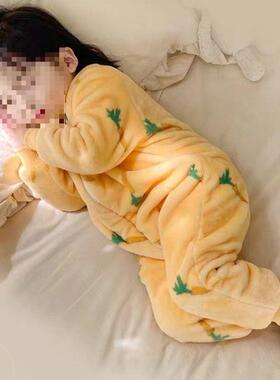 WVQ宝睡袋厚秋冬款法绒加绒加珊瑚绒儿童兰分腿四季通用婴儿防踢