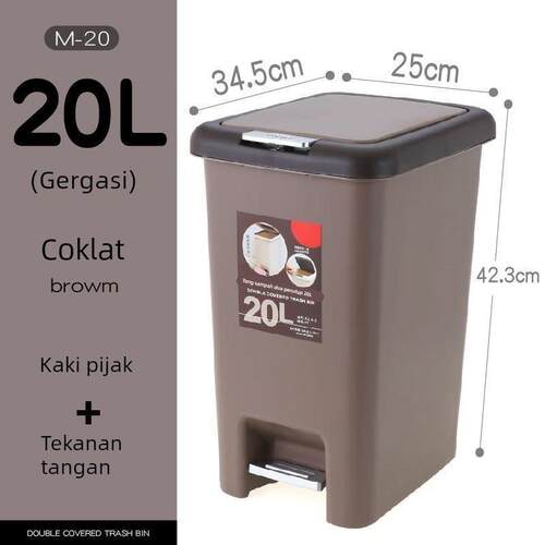 Big 20L plastic foot hand pressure trash bin and thick out