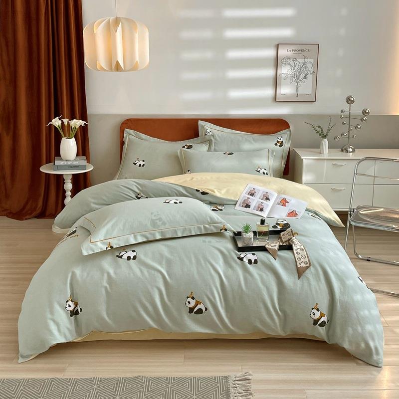 秋冬磨毛纯棉四件套活性印花床单被套床上用品四件套精梳全棉加厚