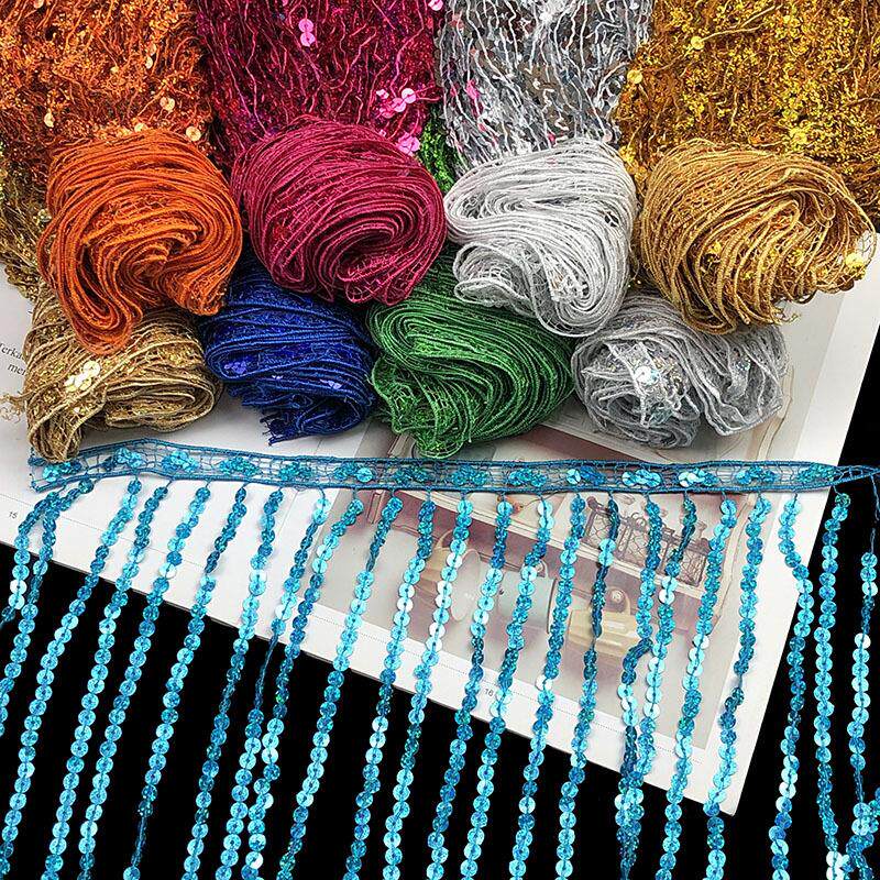 现货供应 30公分亮片挂须流苏 DIY舞台装服装辅料花边辅料lace