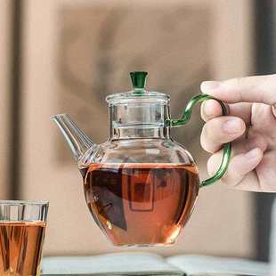 玻璃泡茶壶单壶加厚耐高温侧把壶茶水分离小号家用手工煮茶壶