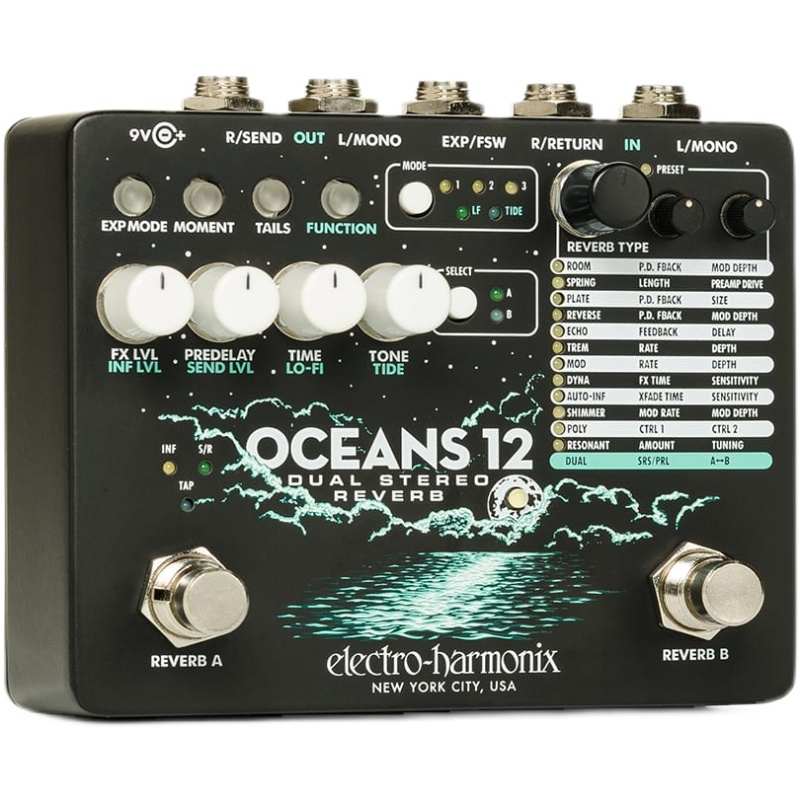EHX Oceans 11 12 Dual Stereo Reverb多模 立体声混响单块效果器