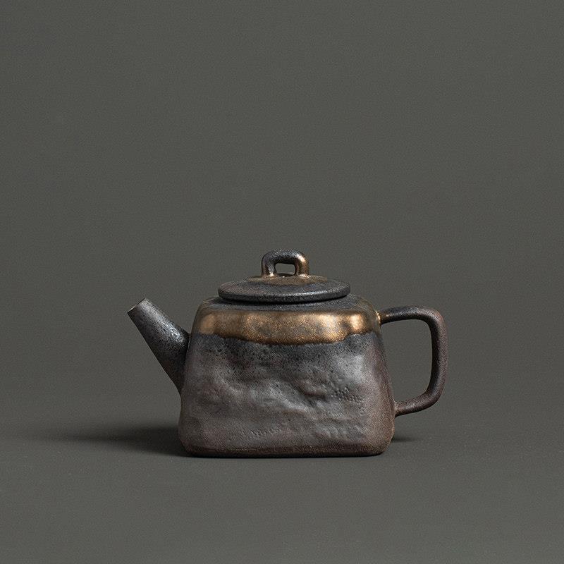 鎏金铁釉闲情壶古早烧老岩泥陶瓷泡茶喝茶壶一人用手工单壶功夫壶