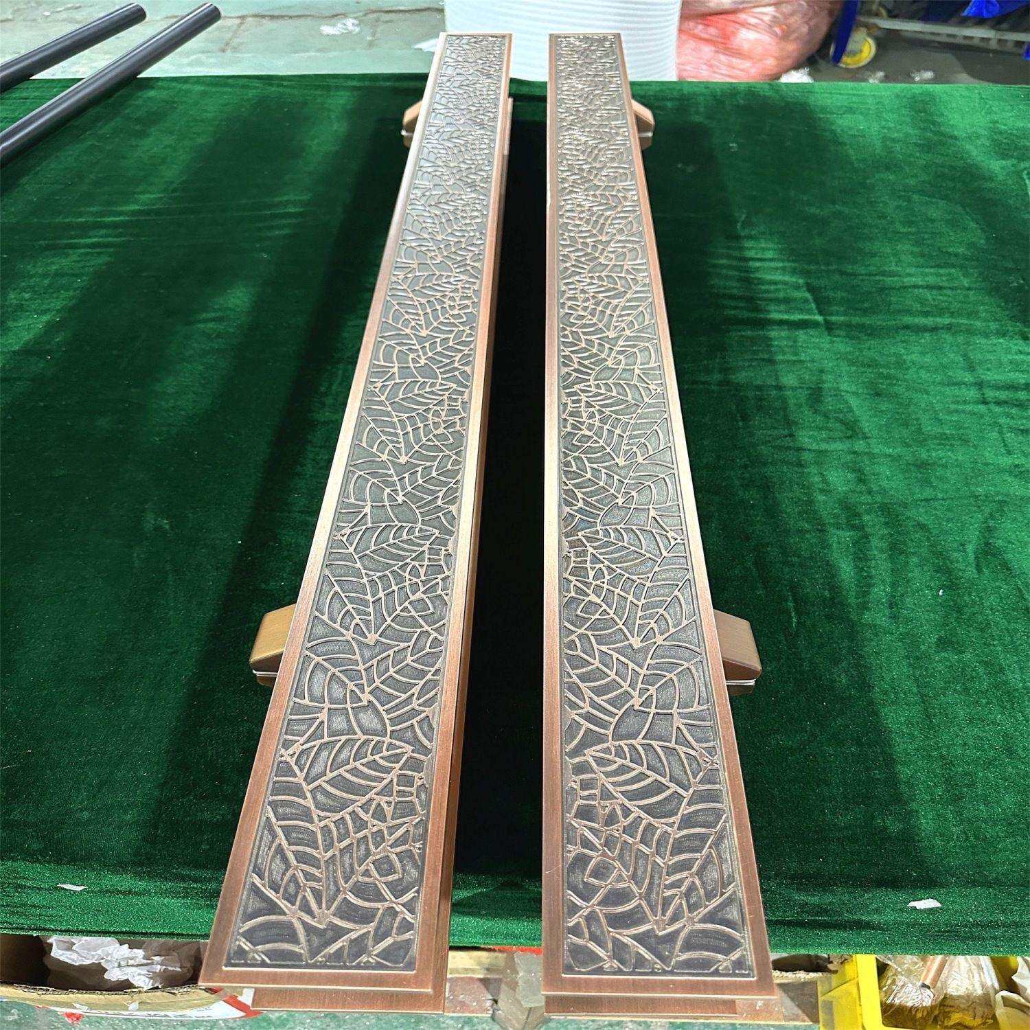 家用不锈钢长拉手新中式雕花星级酒店宴会厅别墅双开门玻璃门把手