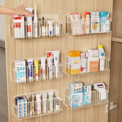 Wall-mounted medicine storage rack for cabinet doors, design