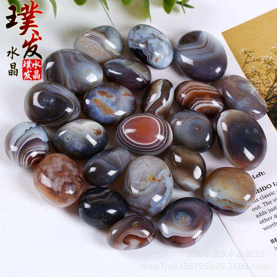 天然波斯湾玛瑙滚石 缠丝玛瑙打磨石 跨境贸易