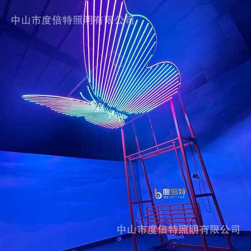 动态互动蝴蝶秋千无动力灯光装置户外景区打卡引流亮化
