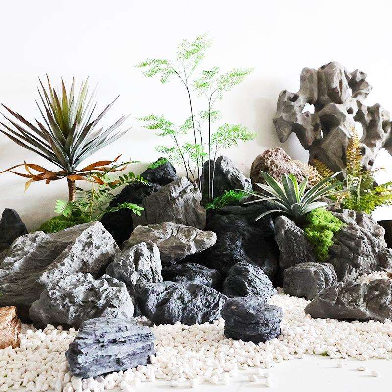仿真假石头庭院造景装饰道具摆件假山景观陈设橱窗装饰钢玻璃石头