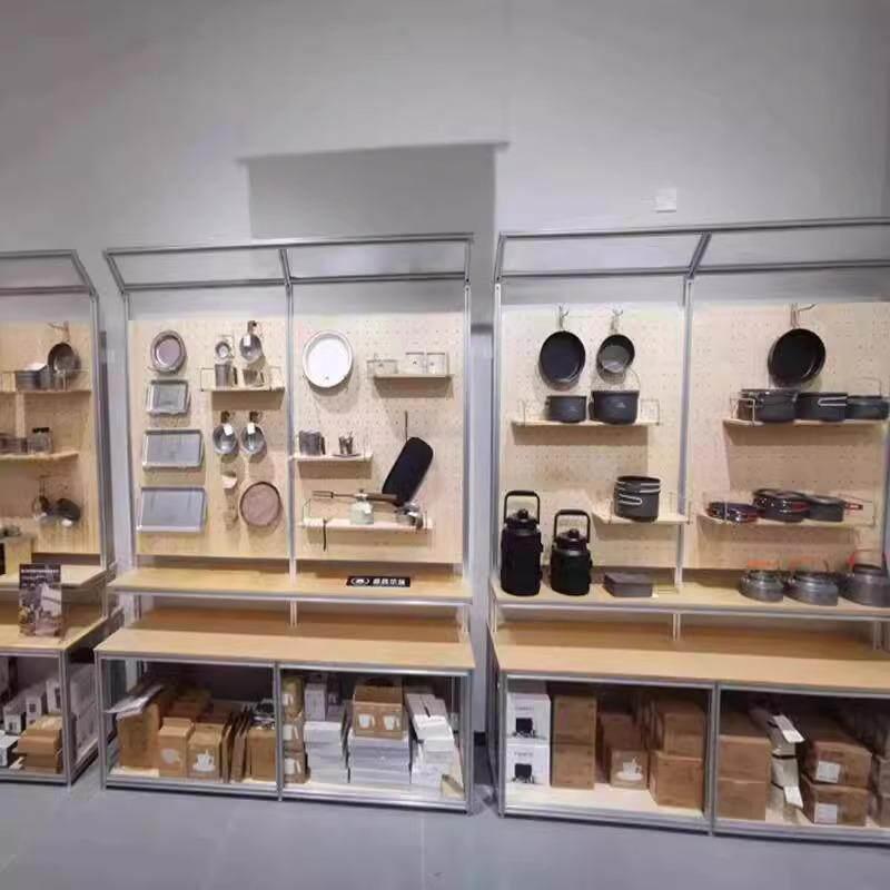 店铺陈列架展示架洞洞板置物架铝型材落地式样品货架展示柜中岛架