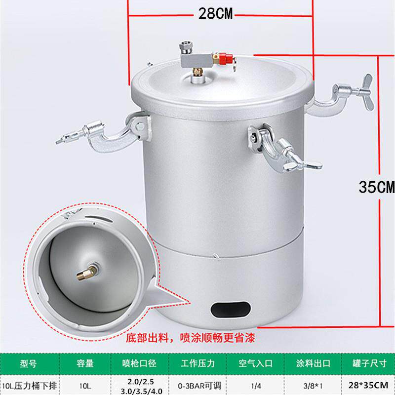 10升下排式水包水多彩喷枪压力桶10L仿石漆PT871多彩喷漆组件整套