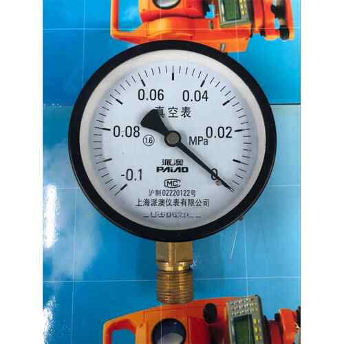 上海派澳 真空表/真空压力表 Y100 -0.1-0MPA 表盘100MM 4分螺纹