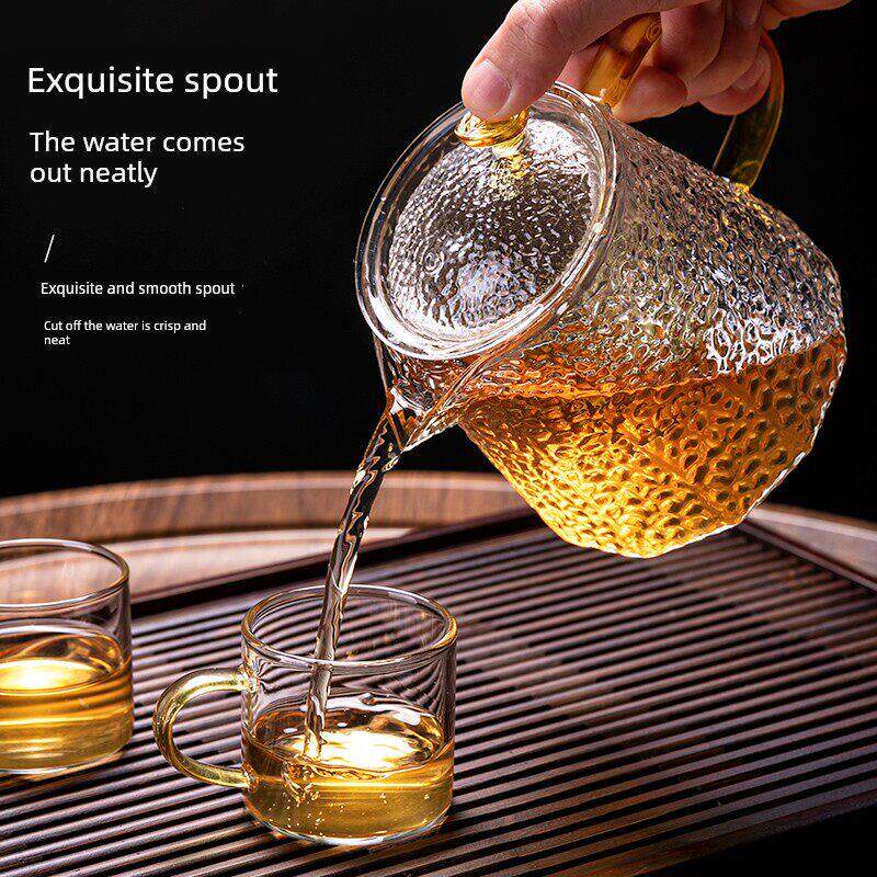 2024新款玻璃泡茶壶家用加厚耐高温锤纹茶水分离煮茶壶单壶分茶器