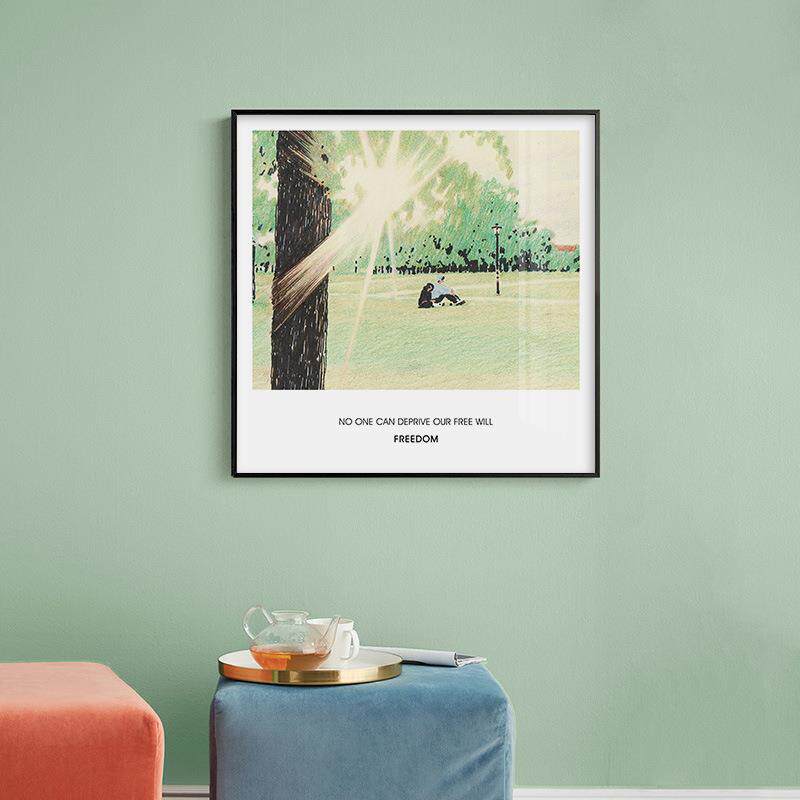 日韩现代简约风景装饰画手绘森林街道挂画客厅卧室书房小众版画