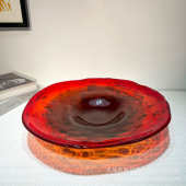 乔迁新居首选手工火红琉璃水果盘客厅茶几水果盘样板间高级感摆件