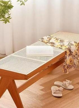 方藤编长凳K凳单人双人人975编藤民宿三简约大适舒美观简洁床头床